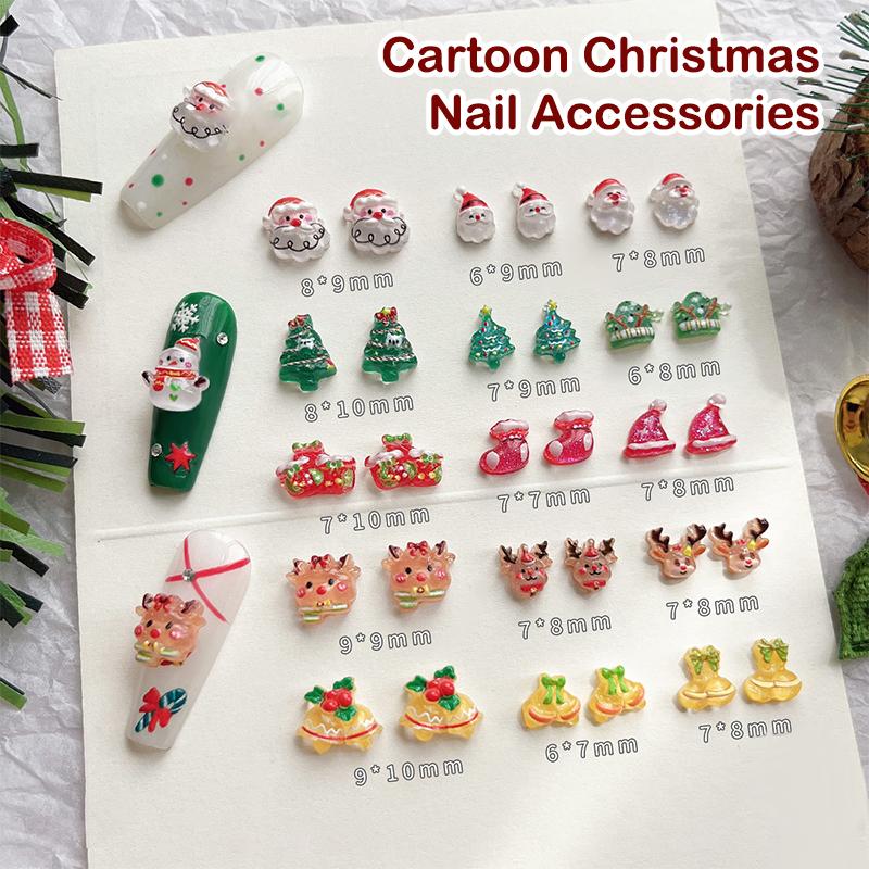 30 Pcs Cute Mini Resin Cartoon Christmas Decorations Flatback Ornament Jewelry Making Manicure Hairwear Accessories