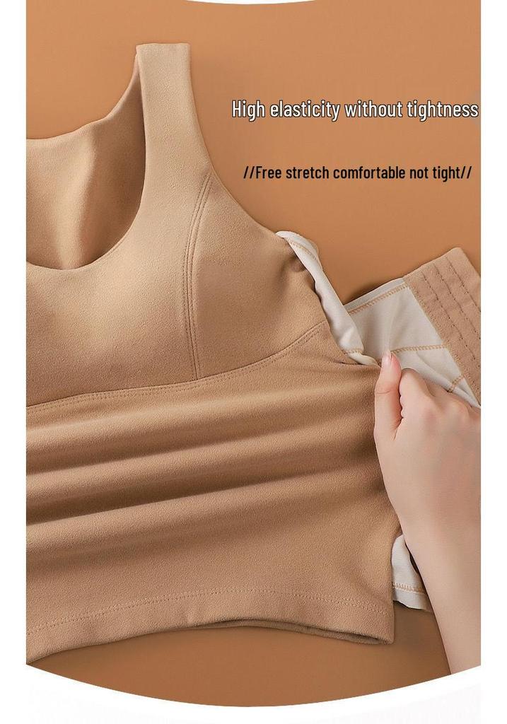 Women's Thermal Fleece Vest: Waist-Slimming Shapewear, No Bra Needed, Constant Temperature, Fleece-Lined, Thickened Underwear