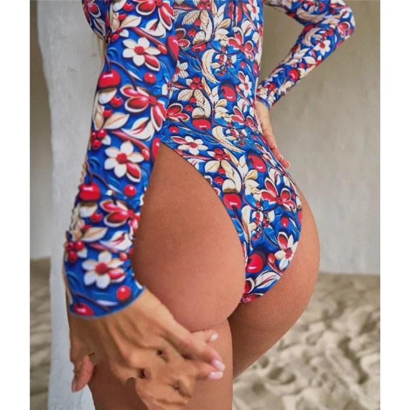 Women Long Sleeve Rash Guard One Piece Swimsuit, Zip Up UV Sun Protection Quick Dry Surfing Bathing Suit
