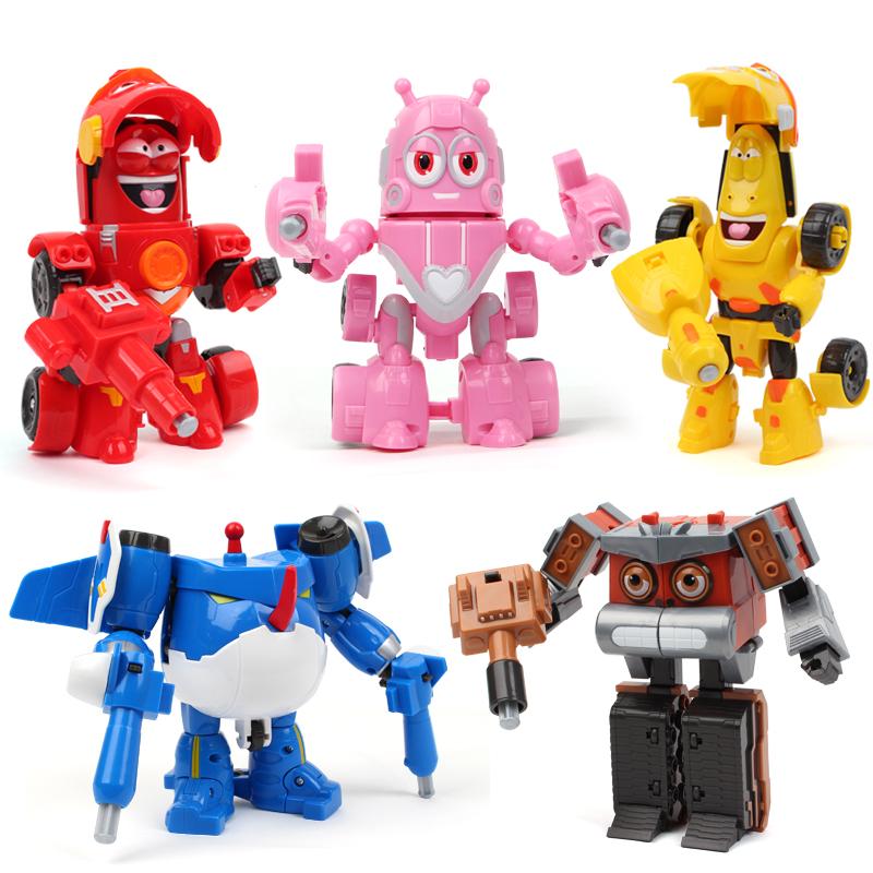 Korea Larva Transformation Toys Action Figures Vehile Deformation Robot Yellow Hilarious Worm Funny Cartoons for Kids Mecha Mode