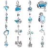 Blue Ocean Series Charm Starfish Dolphins Whale Blue Scaled Fish Sea Turtle Cute Octopus Beads Fit Original Bracelet DIY Jewelry