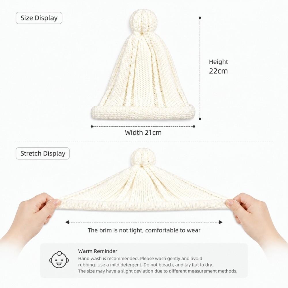 Solid Color Warm Knitted Hat Pointed Top Kids Pullover Hats Soft Baby Winter Cap Winter