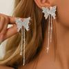 Rhombus Necklace Set Bridal Accessories Fashion Long Tassel Butterfly Earrings Jewelry Set