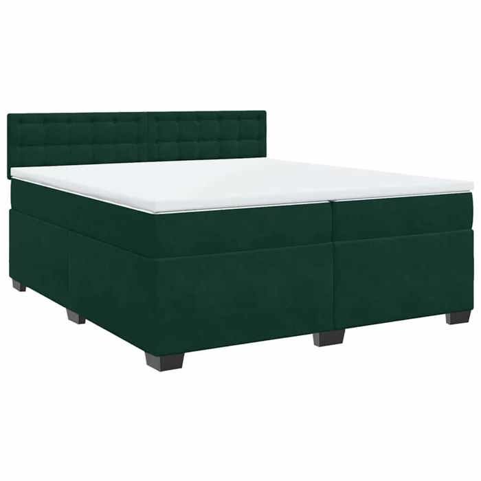 Exclusive House - Slatted Bed Base and Mattress Dark Green 200x200cm Velvet