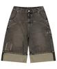 XTONZ Xp284 Boro Patchwork Bermuda Denim Pants (Brown)