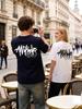 Unisex Vintage Lös Bomull Kortärmad T-shirt Bokstavstryck Andningsbar Hip Hop Street Topp För Fitness Sport Och Vardagligt Användande