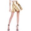 European & American Nightclub Shiny Pleated Patent Leather Midi Skirt - Women's Sexy Performance Costume