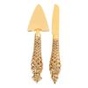Non Slip Handle Cake Cutter Serving Spatula Gold Engraved Cake Cutter Set  For Wedding
