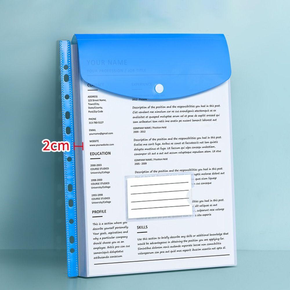 6 Pcs PP Binder Folders A4 Punched Pockets New Binder Pocket  Office Organizer