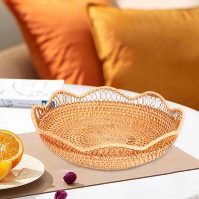 Rattan Meyve Sepeti Ekmek Tepsisi Gıda Tutucu Çok Amaçlı Atıştırmalık Dokuma Depolama