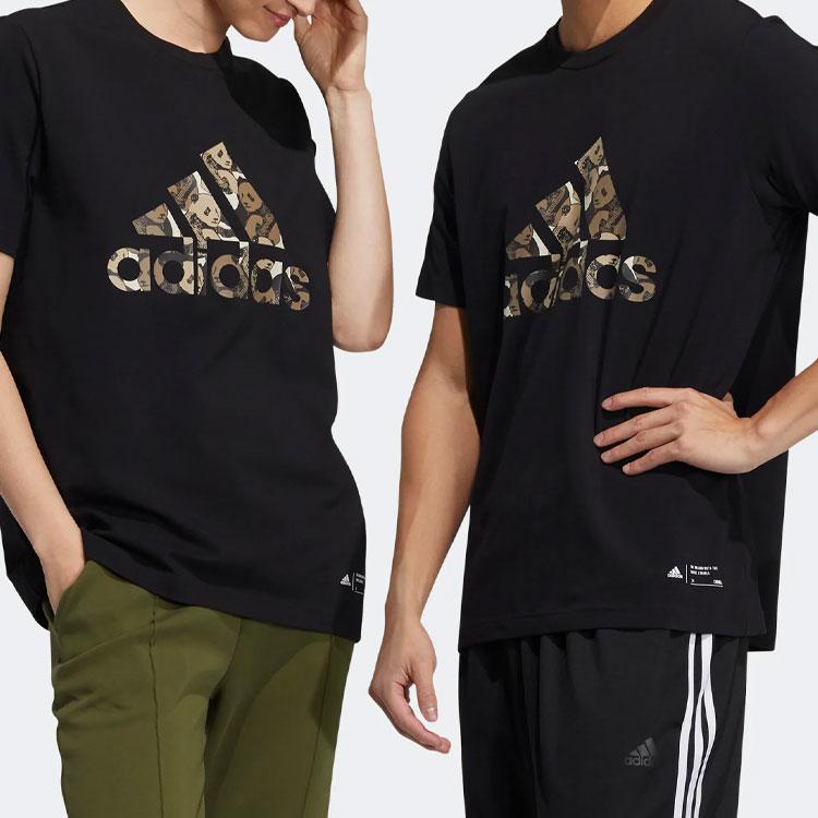 adidas Panda Print Crew Neck Sport Short-Sleeve T-Shirt Unisex Tops Black GP1850