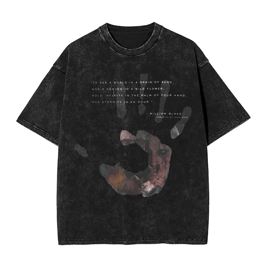 DEATH STRANDING Logo Print T-Shirts Harajuku Gewaschene Oversized T-Shirts Sommer Baumwolle Kurzarm T-Shirts Oberteile Herren Damen Kleidung