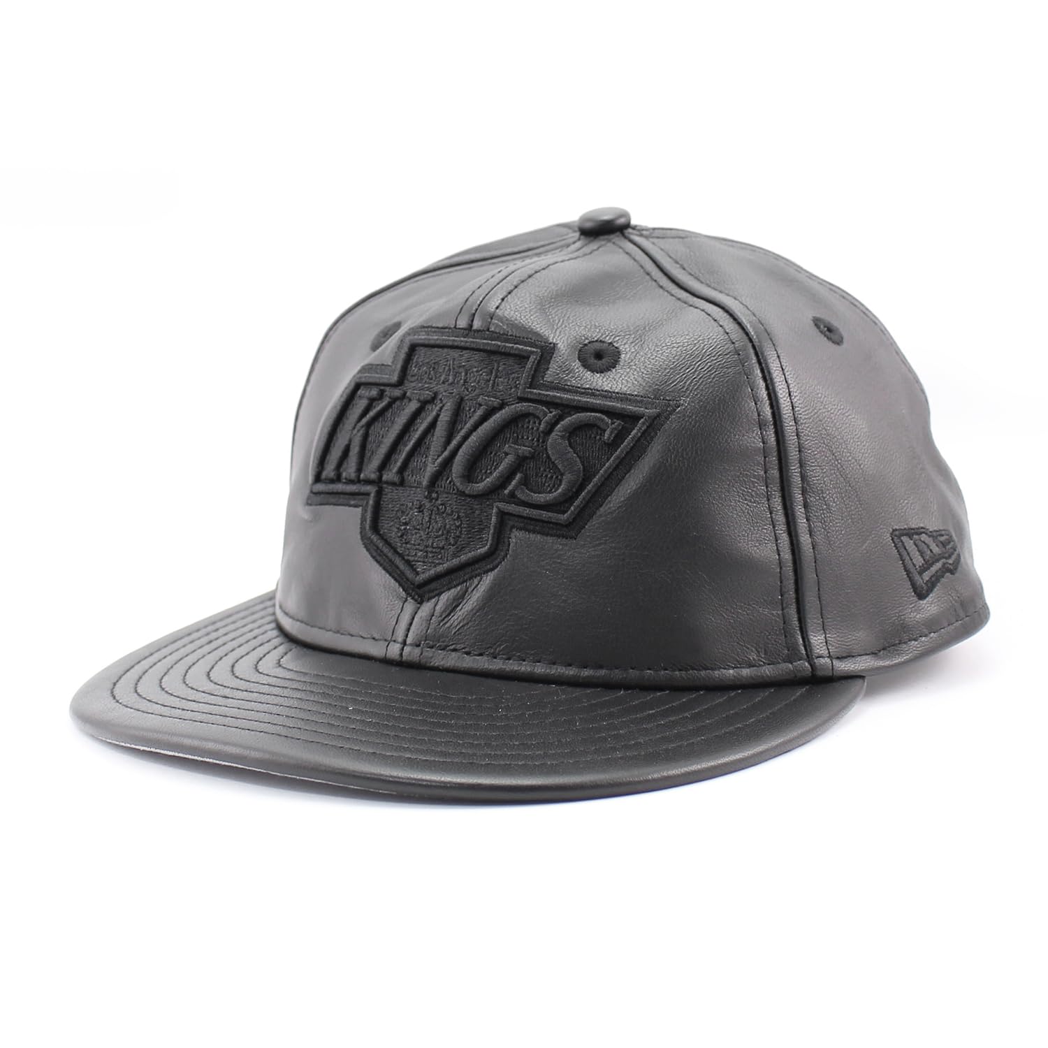 

New Era RC9FIFTY Strapback Los Angeles Kings NHL Genuine Leather Retro Crown Strapback Blackout Cap, Cap, [Used] чёрный