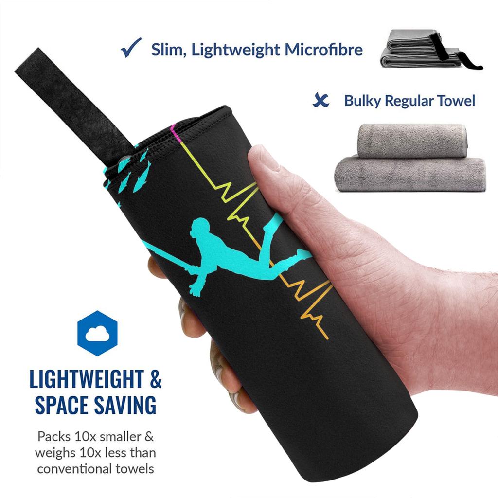 Spearfishing Spearfisher Fishing Heartbeat Pulse Beach Towel Soft Microfiber Quick Dry Absorbent Quick Towels For Swimming