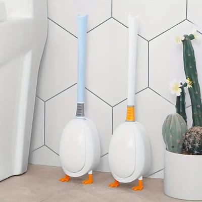 Entenform Toilettenbürste mit Halter  Silikon und Harte Borsten Toilettenreinigungsbürsten  Badezimmerreinigung WC-Bürsten-Set