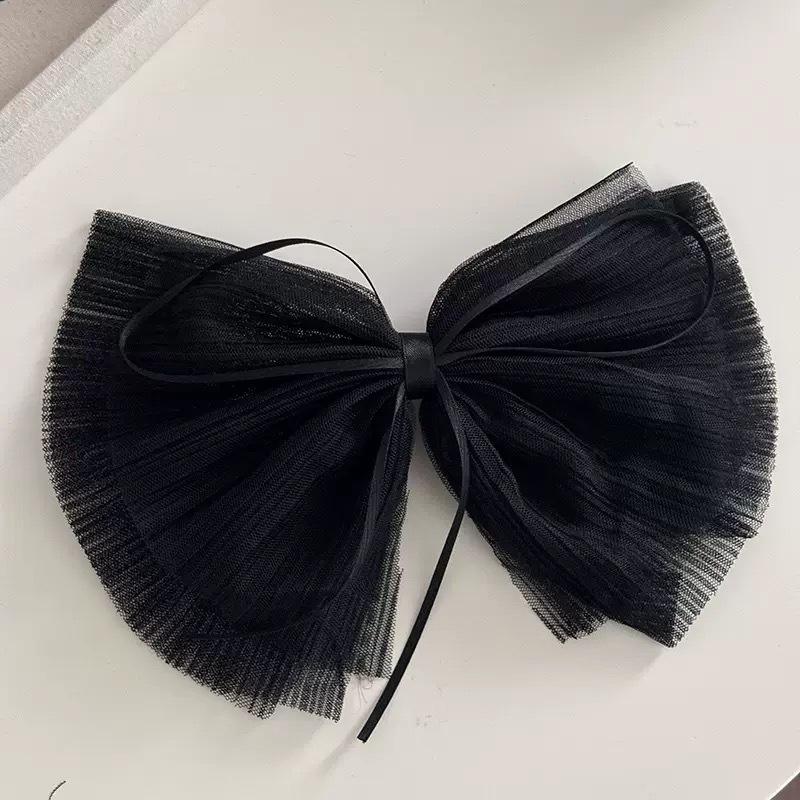 2025 Spring/Summer High-End Jasmine White Gauze Bow Hair Clip for Women