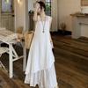 Elegant White Irregular Patchwork Spaghetti Strap Tank Dress
