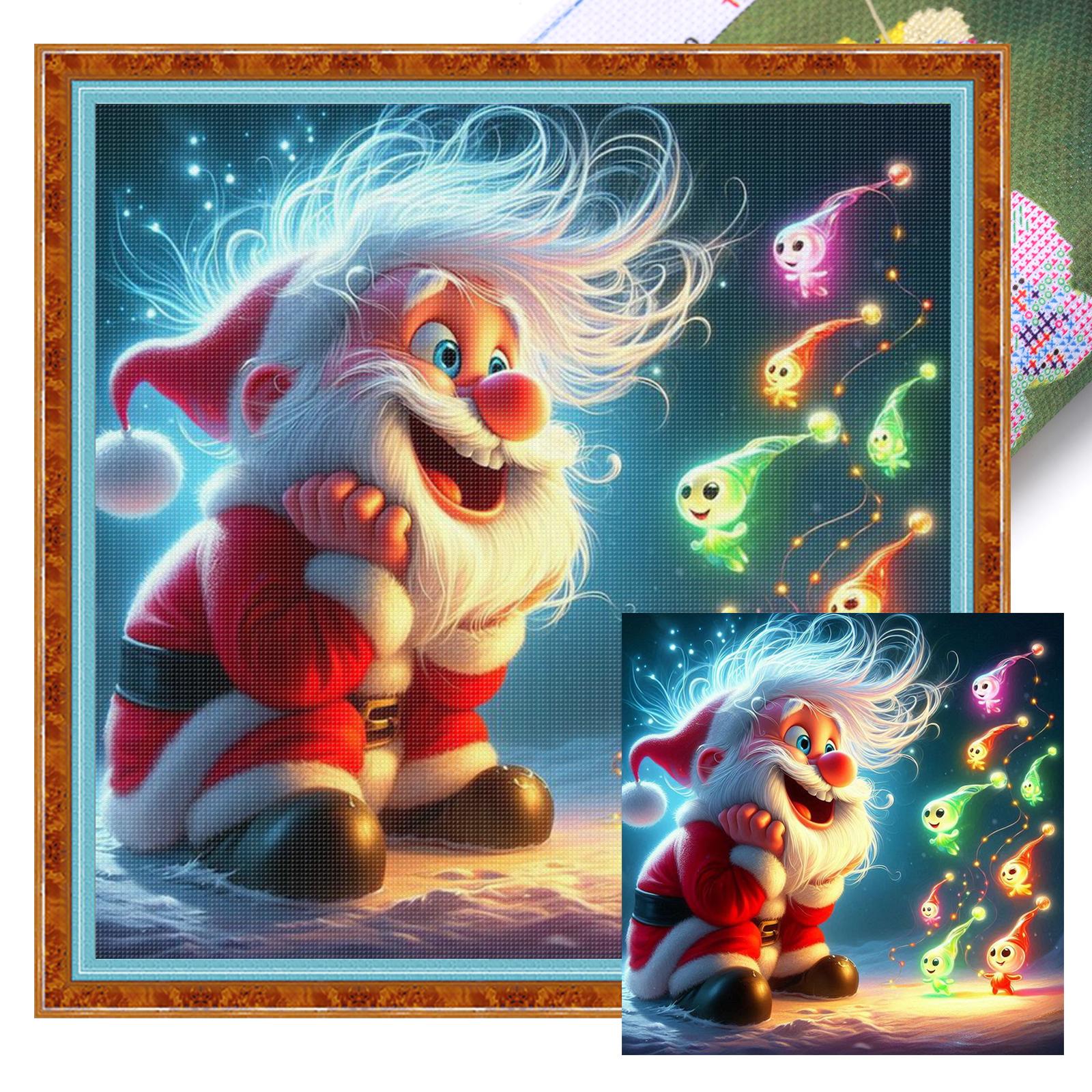 

Christmas Full 11CT DIY Stamped Cross Stitch Kits 40x40cm Embroidery Needlepoint Starter Kits for Adults Home Decor