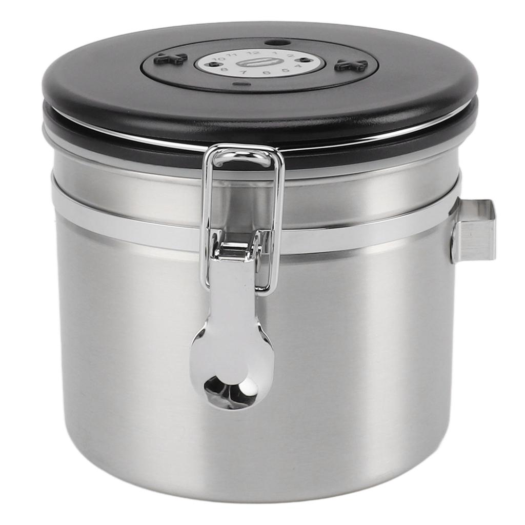 Airtight Coffee Canister 1.2L 304 Stainless Steel Coffee Bean Storage Container with Steel Spoon for Tea Flour Cereal