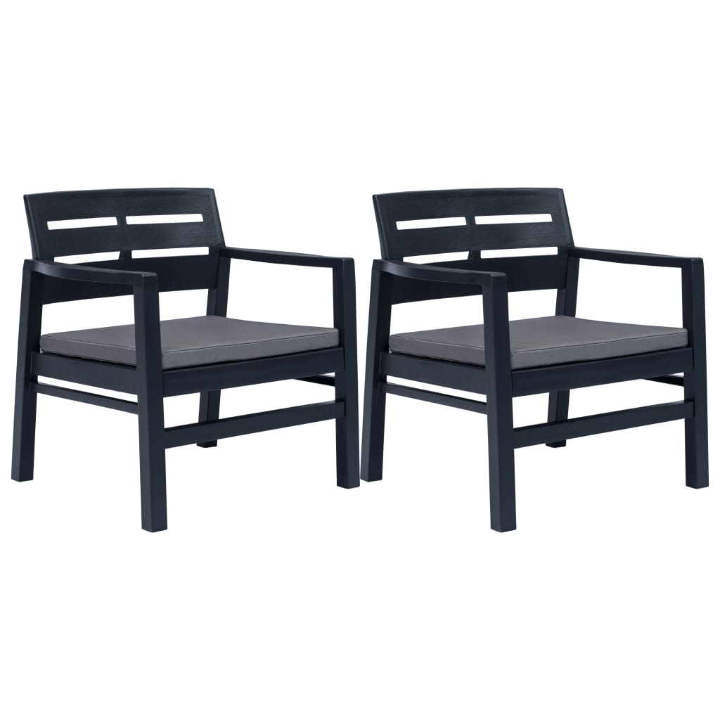 3 Piece Garden Dining Set Anthracite Plastic