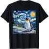Penguin Starry Night Funny Penguin Art Van Gogh Style T-Shirt(1)