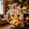 Year Round Home Accent Lighted Clear Christmas Ball Ornaments, Cute Santa Claus/Tree/Snowman/Angel Figure Inside Acrylic Hanging Decor The Xmas