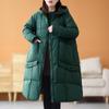 Winter new thickened large size white duck down hooded down jacket women's long knee loose versatile jacket