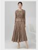 High-End Women's Pleated Casual Set: Long Sleeve Top & Slimming Midi Skirt Two-Piece