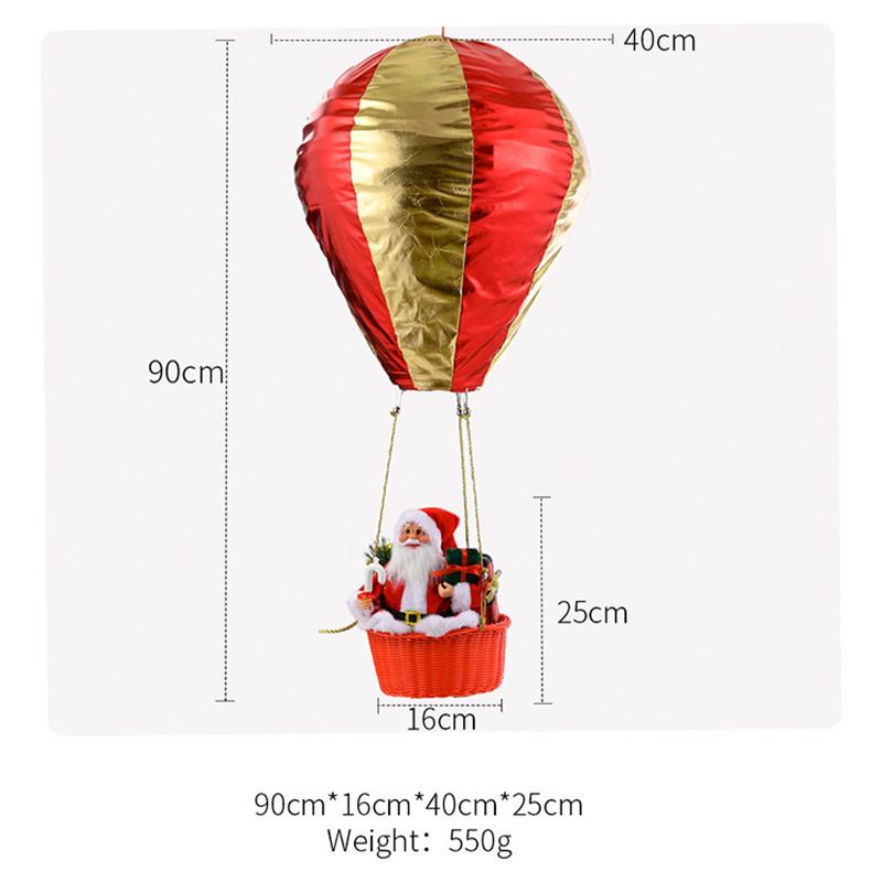 Hot Air Balloon Decoration Santa Claus in Bakset Hanging Christmas Pendant Gift Bedroom Living Room Decor Holiday Party Decor