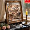 5D Framed Pearl Painting Kit Cute Artist Hedgehog Pattern Sparkling Bead Art Canvas Ready to Display Creative Home Decor Gift