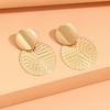 Personality Exaggerate Gold Color Geometric Large Disc Stud Earrings for Women Banquet Dance Party Fashion Temperament Jewelry