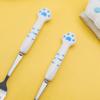Stainless Steel Fork Spoon With Storage Box Cute Cat Paw Cutlery Set Dinnerware Tableware Silverware Lunch Bento Accessories