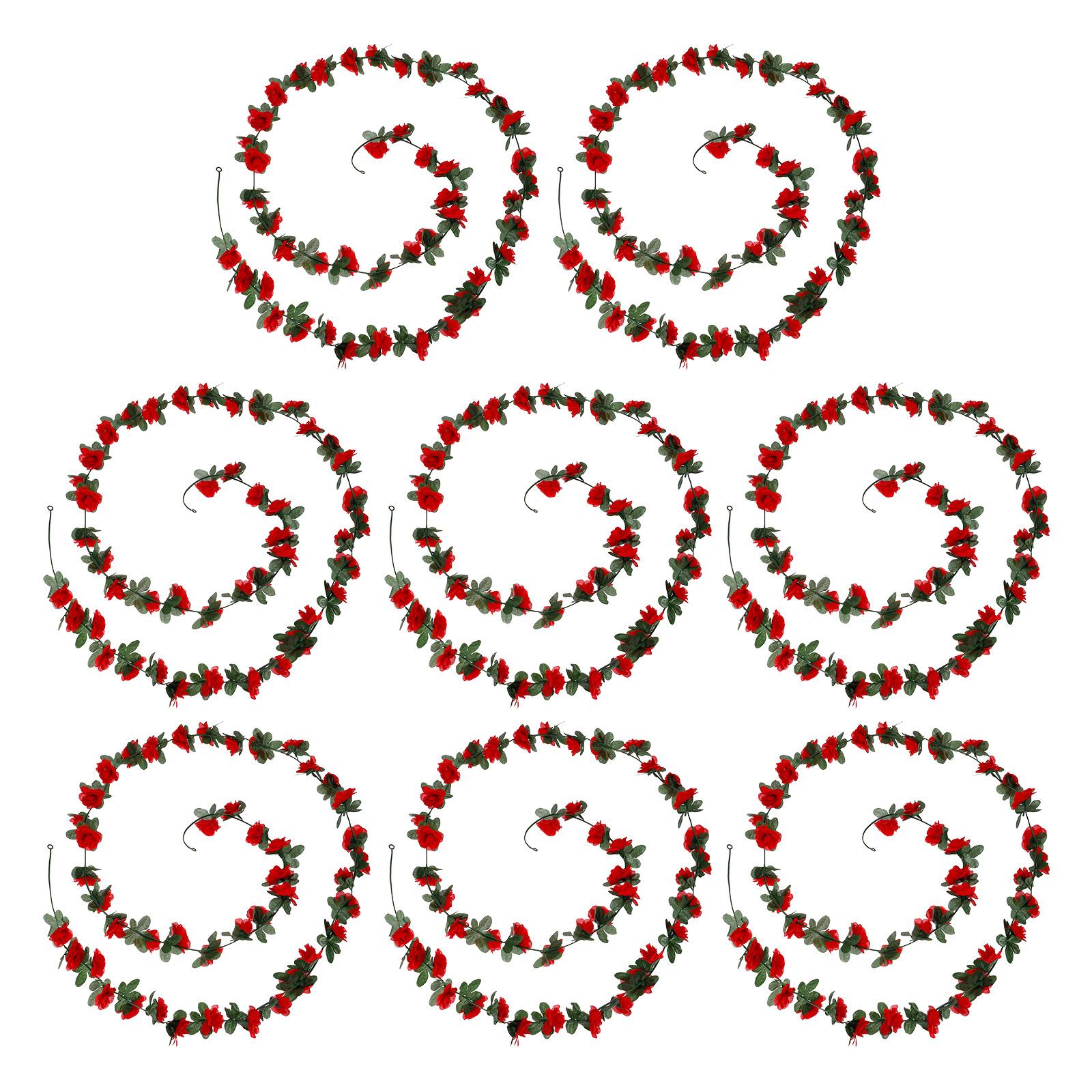 

8 шт. Поддельная гирлянда из роз, цветочная шелковая гирлянда, искусственные цветы, 62,4 фута, подвесное украшение для дома, улицы, свадебной арки, вечеринки, красный красный