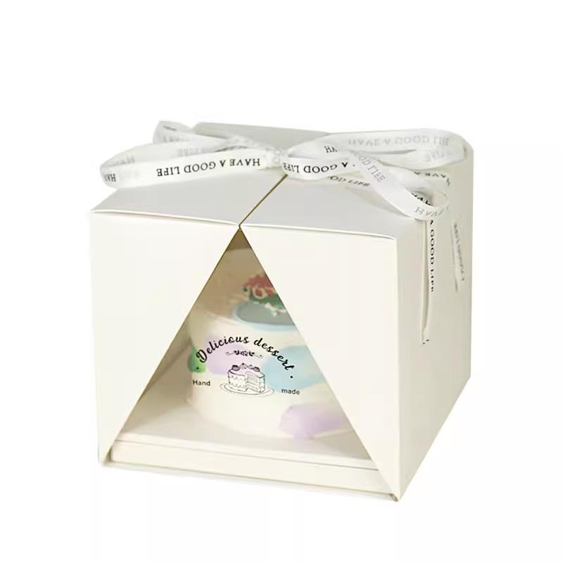 Premium Foldable Cake Box for 4/6/8 Inch Chiffon or Mousse Birthday Cakes, Gift and Transparent Packaging