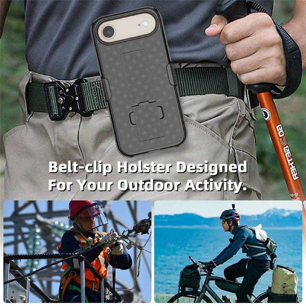 For iPhone Air Case PC + TPU Sliding Screen Cover Kickstand Phone Shell with Clip