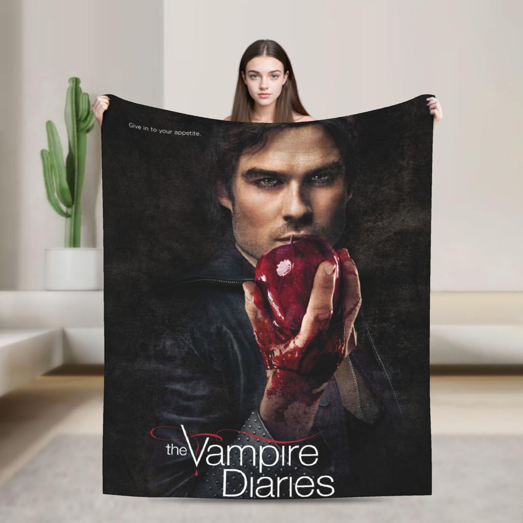 Damon Salvatore Blankets The Vampire Diaries Plush Funny Breathable Throw Blankets for Home Autumn/Winter