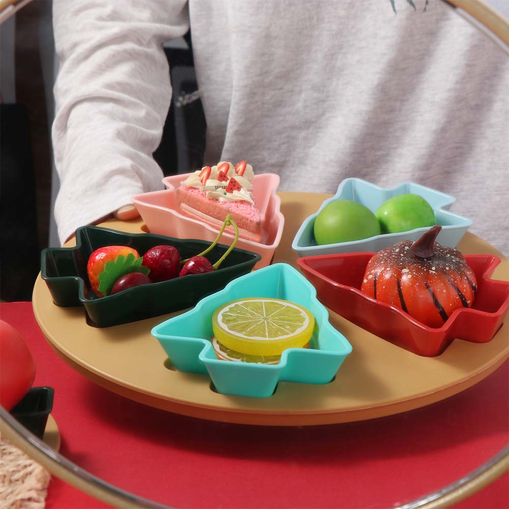 Plastic Fruit Plate Christmas Tree Shape Lazy Snack Box Serving Tray Candy Dish  Picnic