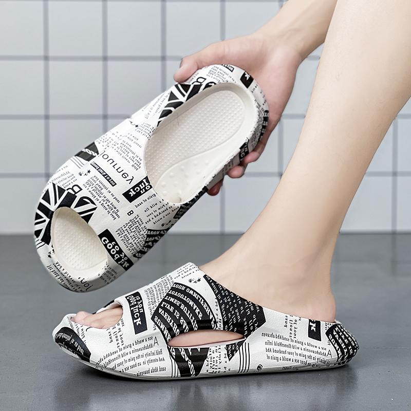 Men's Sandals New Big Size Thick-soled Casual Sports Slippers EVA Lightness Breathable Men's Shoes Graffiti Outdoor Beach Shoes