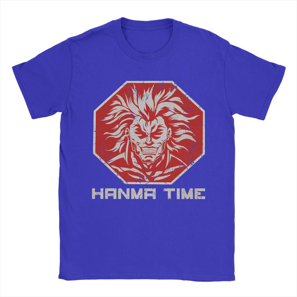 Mens Stop Hanma Time Baki Anime T Shirts  Pure Cotton Clothing Leisure Short Sleeve Crewneck Tee Shirt Printed TShirt