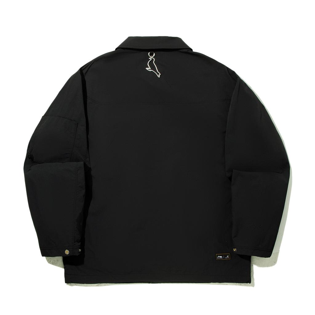 Li Ning X Staple Collaboration Series Comfortable Casual Minimalist Sports Loose Fit Solid Color Jacket Men Jacket Black AFDVA47-2