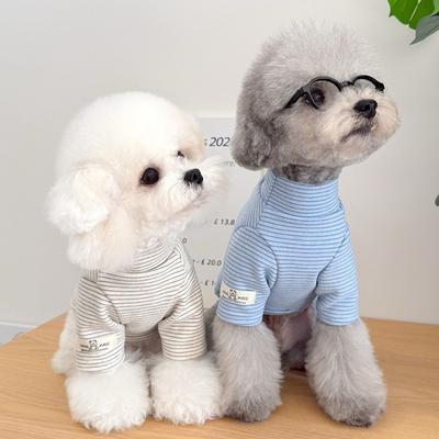 Casual Striped Pattern Pet Bottoming Shirt Warm High Collar Pet Pullover Soft Multi-Color Puppy Hoodies Indoor Wear