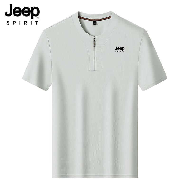 

JEEP SPIRIT Men s Plus Size Half-Zip Ice Silk Quick-Dry T-Shirt 5XL