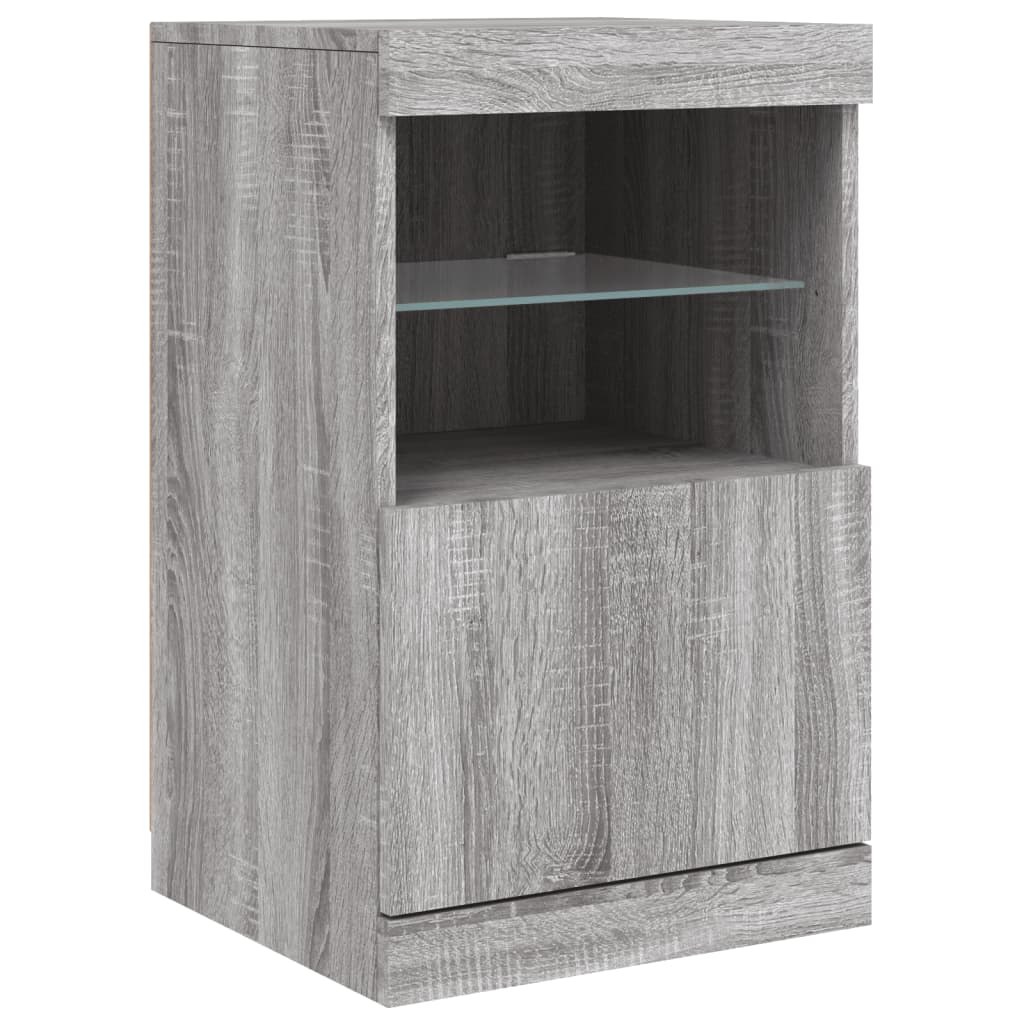 Sideboard with LED Lights Gray Sonoma 162 x 37 x 67 cm