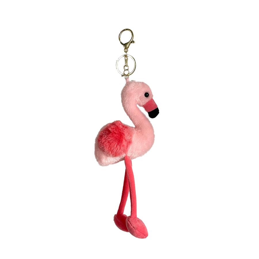 Long-haired Flamingo Doll Plush Toy Love Bird Doll Girl Heart Backpack Keychain Pendant Gift