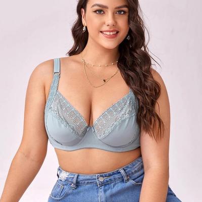 Women's Plus Size Lace Push-Up Bra with Underwire and Side Support