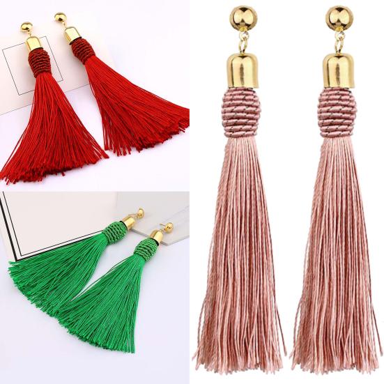 Bohemian Wedding Tassel Ear Studs Long Dangle Earrings Bridal Bridesmaid Jewelry