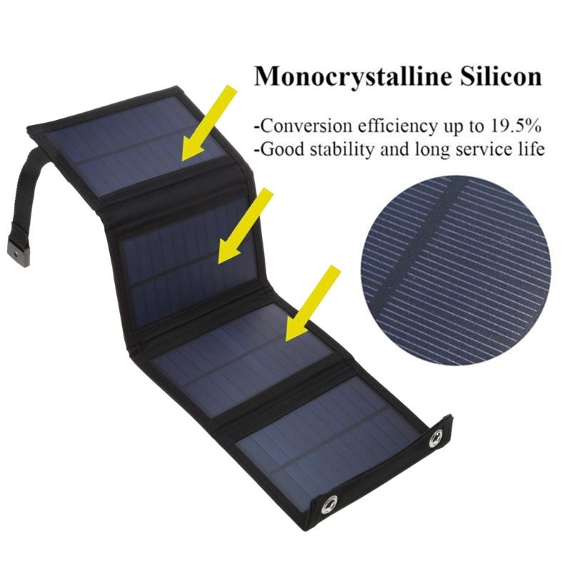 8W 5V USB Solar Panel Portable Folding Foldable Waterproof Power Bank Outdoor Camping Hiking Phone Charger Cells