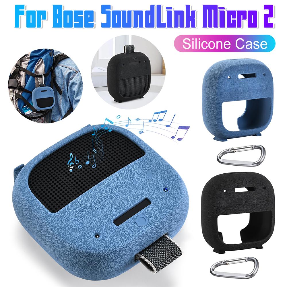 For Bose SoundLink Micro 2 Silicone Case Sleeve Shockproof Silicone Protective Cover Case Bluetooth Speakers Travel Carry Case