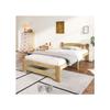 Lit Simple, Lit En Bois Massif Naturel Avec Tête De Lit Et Sommier À Lattes, Lit Jeune, Lit Adulte, Nature, 90x200 Cm