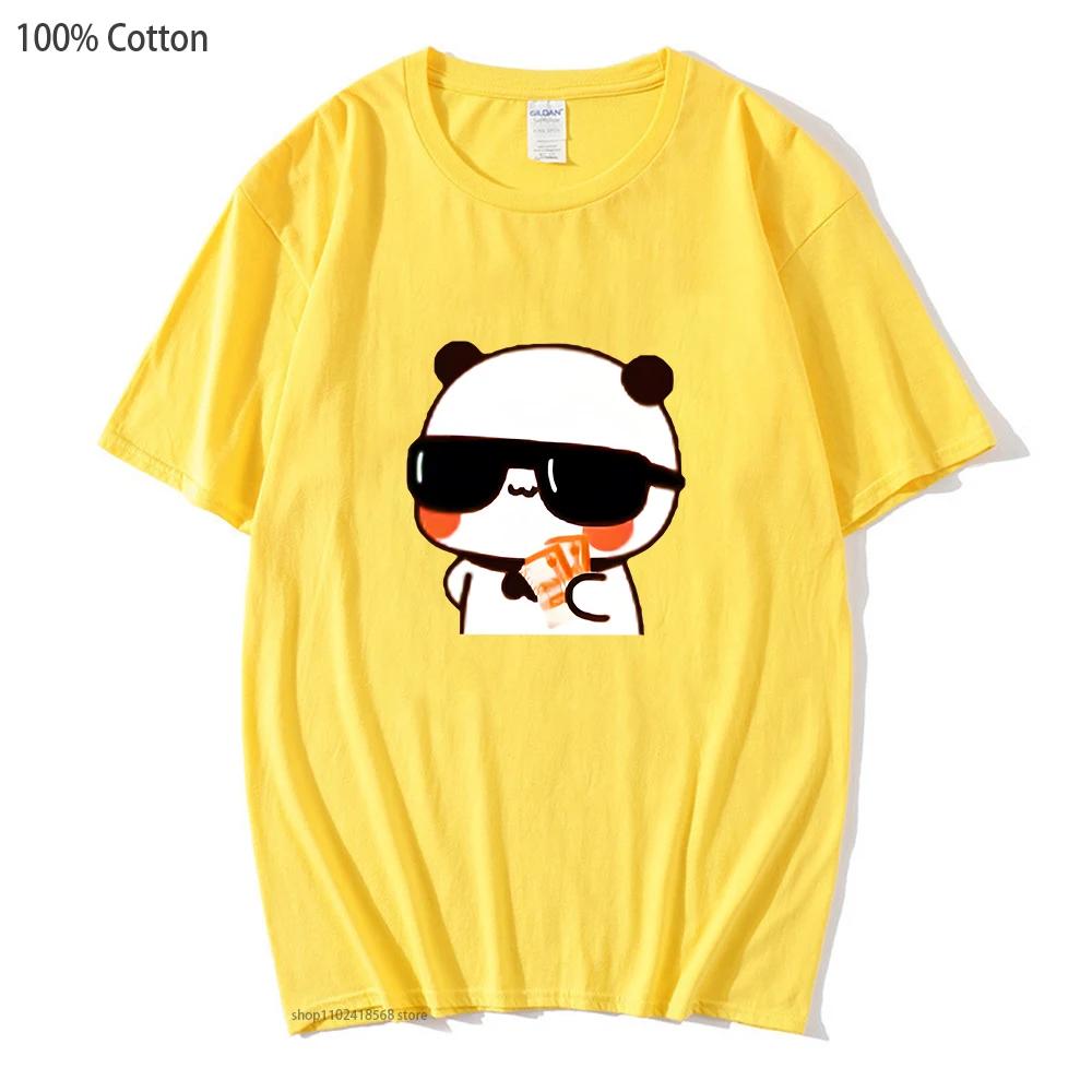 Couple Tshirt Bubu and Dudu PANDA BEAR Love Rich Lovers Graphic T-Shirts Men Woemn Panda Bear Clothes 100% Cotton Tee Top